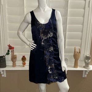 Club Monaco Silk Blend Mini Dress Blue Floral